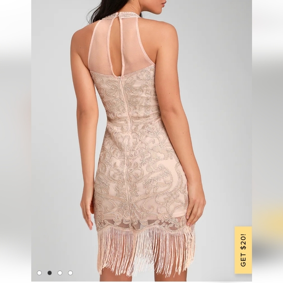 NWT Lulu's Beaded Blush Formal Dress Size XS - Picture 4 of 7